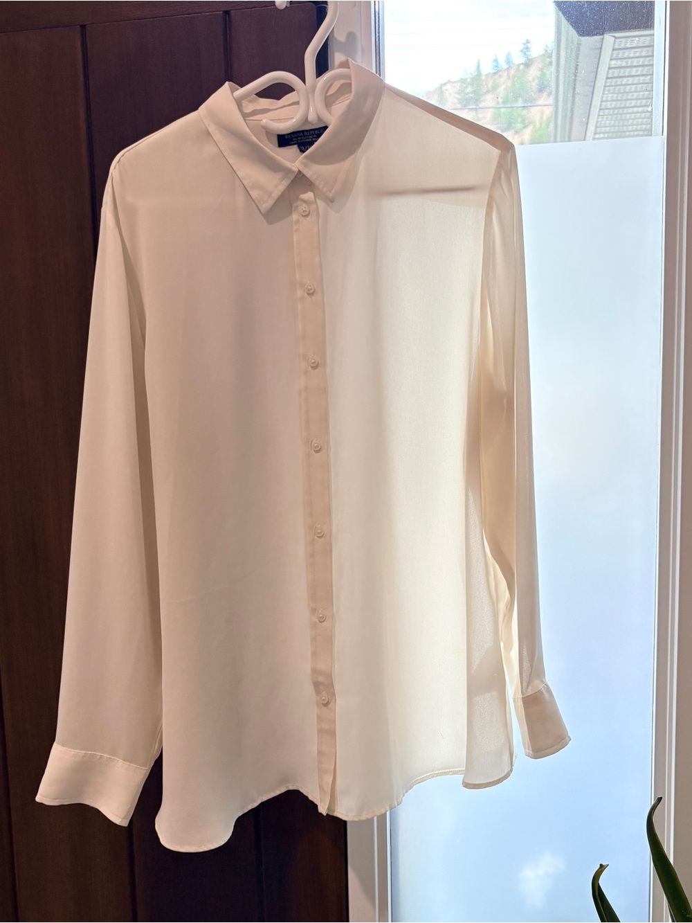 Banana Republic Dillon Classic Fit Button Down Cream Shirt Blouse XL